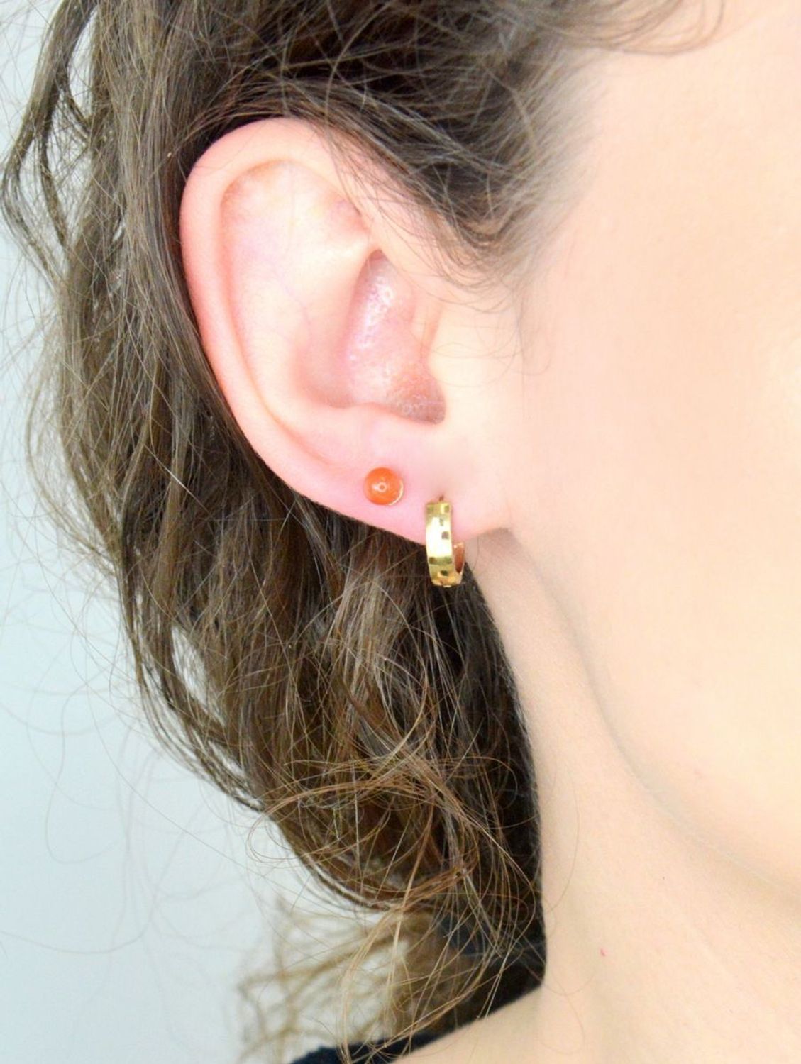 Złote kolczyki damskie kółeczka na zatrzask - Złoto 333, Matowo-Błyszczące.jpg